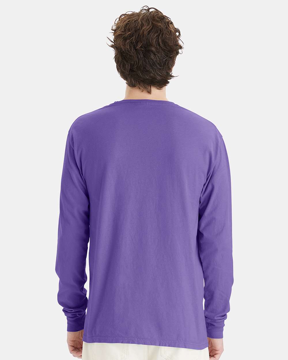 Unisex Garment-Dyed Long Sleeve T-Shirt - OnModelBack - B35300213 - Lavender