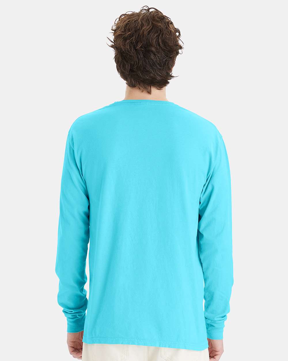 Unisex Garment-Dyed Long Sleeve T-Shirt - OnModelBack - B35300243 - Freshwater