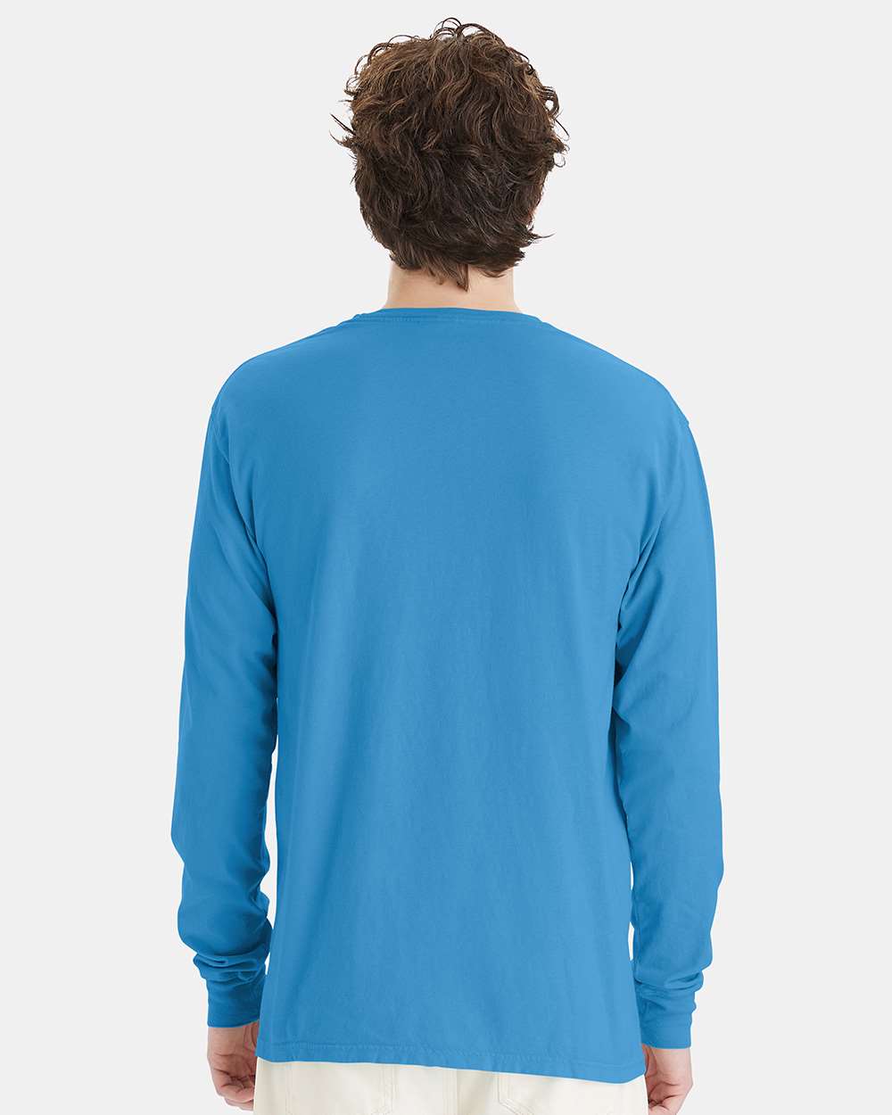 Unisex Garment-Dyed Long Sleeve T-Shirt - OnModelBack - B35300253 - Summer Sky Blue