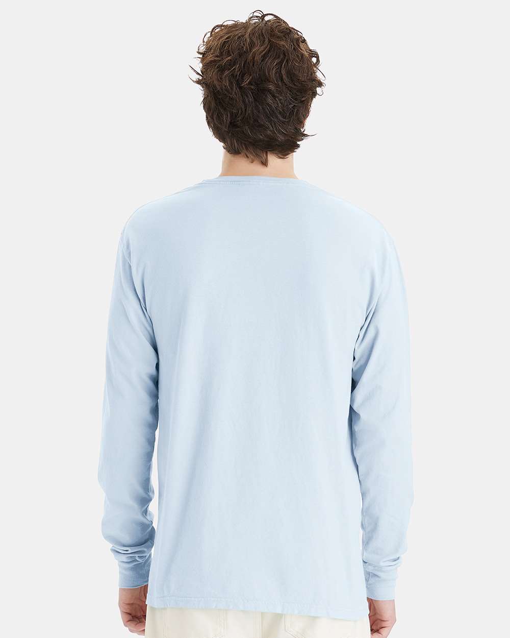 Unisex Garment-Dyed Long Sleeve T-Shirt - OnModelBack - B35300263 - Soothing Blue