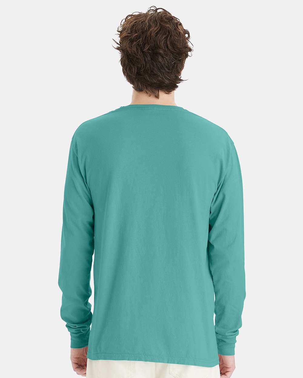 Unisex Garment-Dyed Long Sleeve T-Shirt - OnModelBack - B35300293 - Spanish Moss