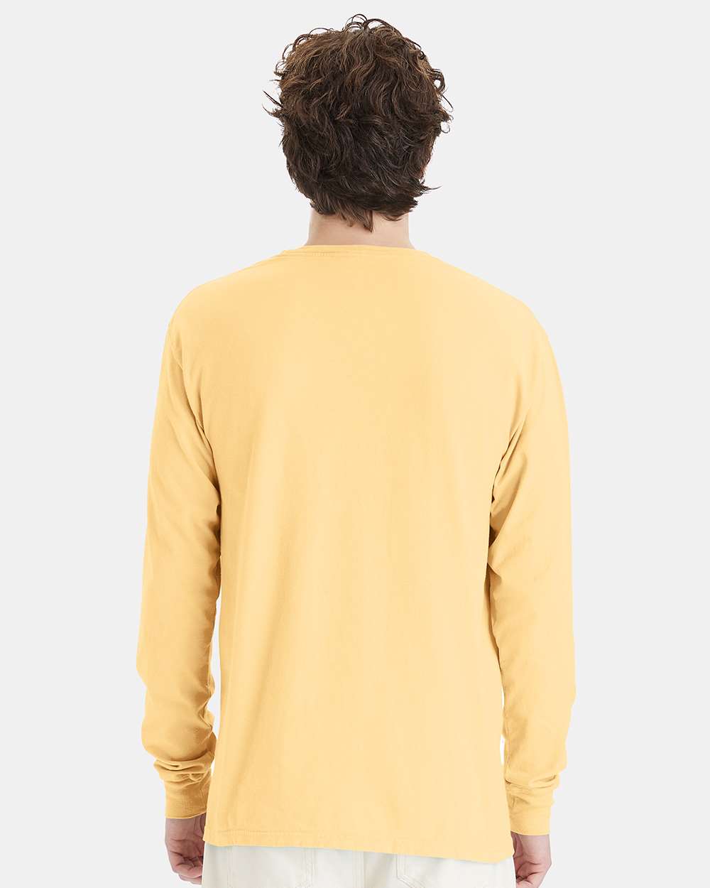 Unisex Garment-Dyed Long Sleeve T-Shirt - OnModelBack - B35300403 - Summer Squash Yellow