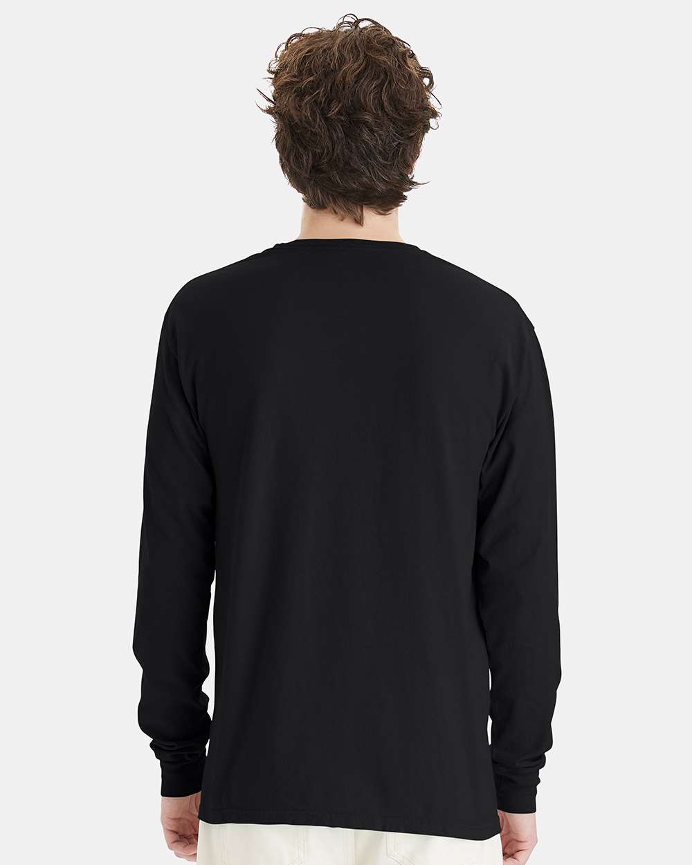 Unisex Garment-Dyed Long Sleeve T-Shirt - OnModelBack - B35300503 - Black