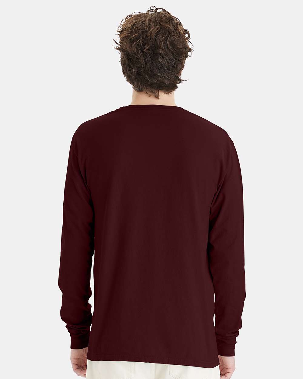 Unisex Garment-Dyed Long Sleeve T-Shirt - OnModelBack - B35300533 - Maroon
