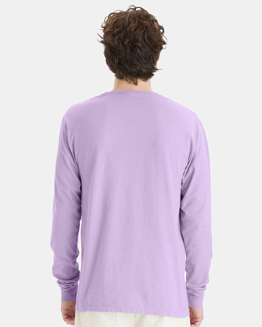 Unisex Garment-Dyed Long Sleeve T-Shirt - OnModelBack - B35300573 - Future Lavender