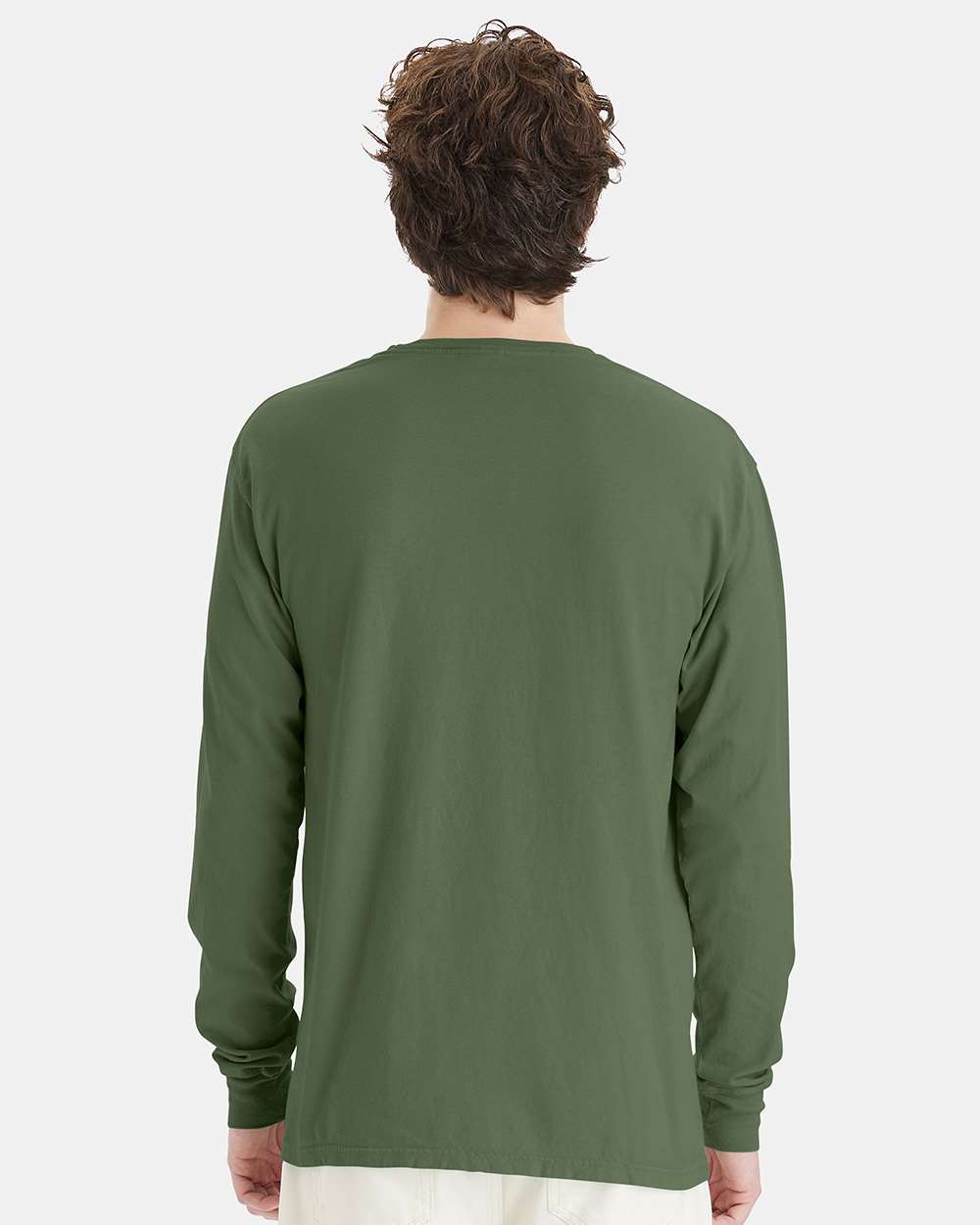 Unisex Garment-Dyed Long Sleeve T-Shirt - OnModelBack - B35300623 - Moss