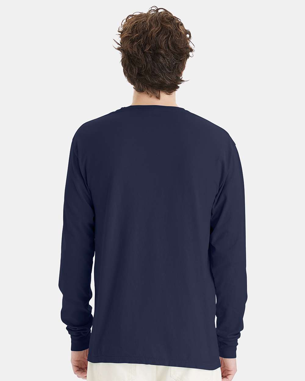 Unisex Garment-Dyed Long Sleeve T-Shirt - OnModelBack - B35300653 - Navy