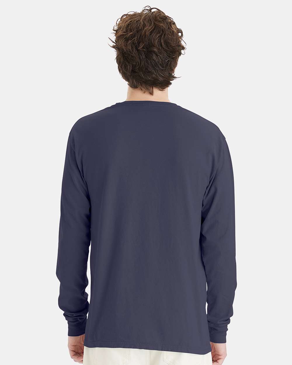 Unisex Garment-Dyed Long Sleeve T-Shirt - OnModelBack - B35300683 - Anchor Slate