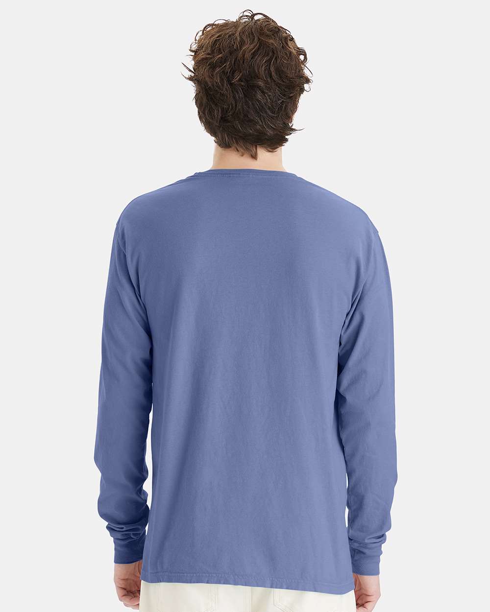 Unisex Garment-Dyed Long Sleeve T-Shirt - OnModelBack - B35300694 - Frontier Blue