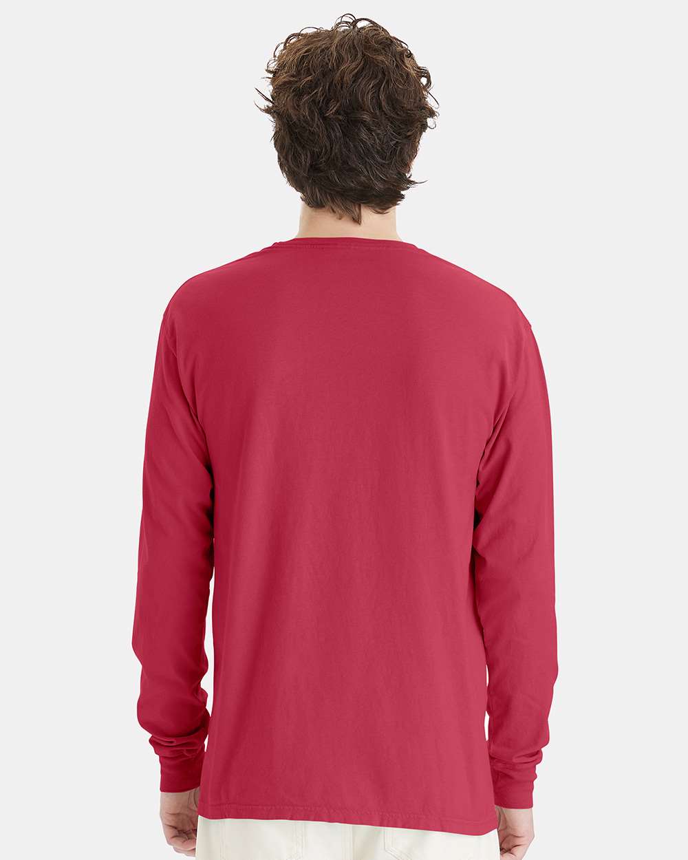 Unisex Garment-Dyed Long Sleeve T-Shirt - OnModelBack - B35300703 - Crimson Fall
