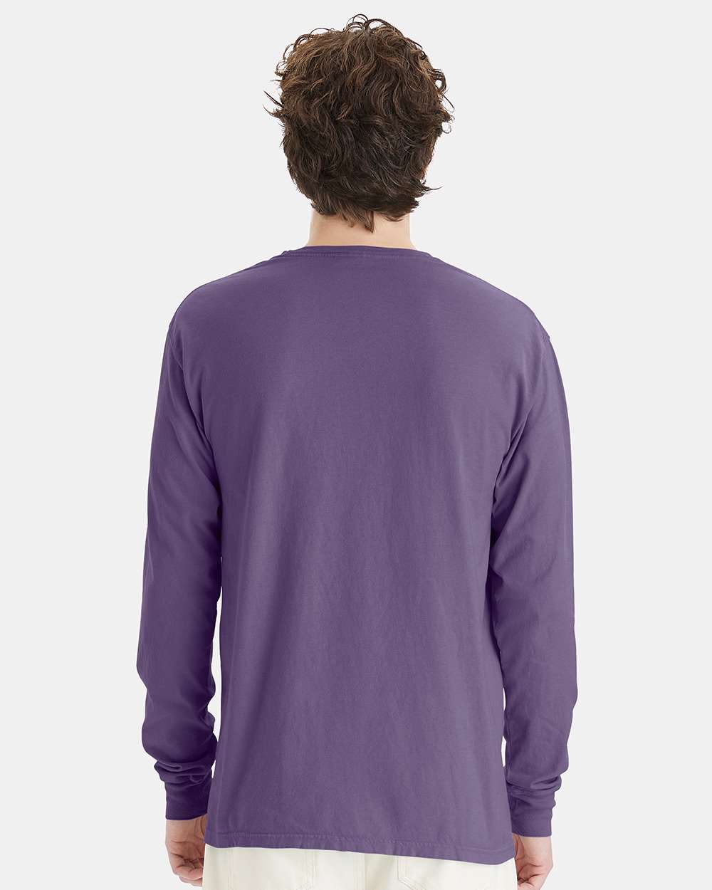 Unisex Garment-Dyed Long Sleeve T-Shirt - OnModelBack - B35300723 - Grape Soda