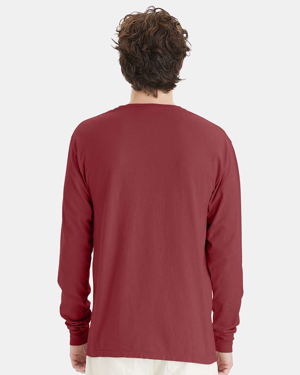 Unisex Garment-Dyed Long Sleeve T-Shirt - OnModelBack - B35300733 - Cayenne