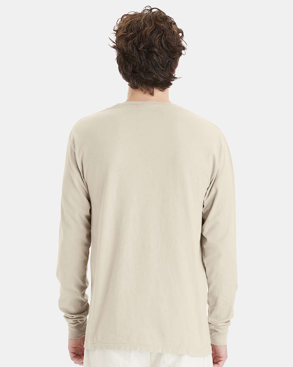 Unisex Garment-Dyed Long Sleeve T-Shirt - OnModelBack - B35300763 - Parchment