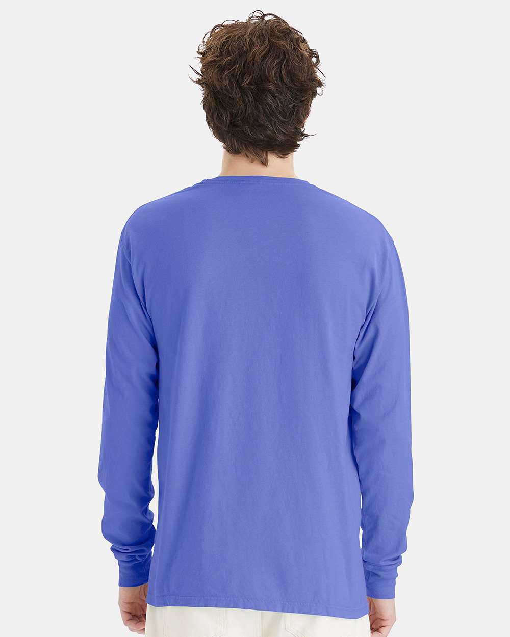Unisex Garment-Dyed Long Sleeve T-Shirt - OnModelBack - B35300813 - Deep Forte Blue