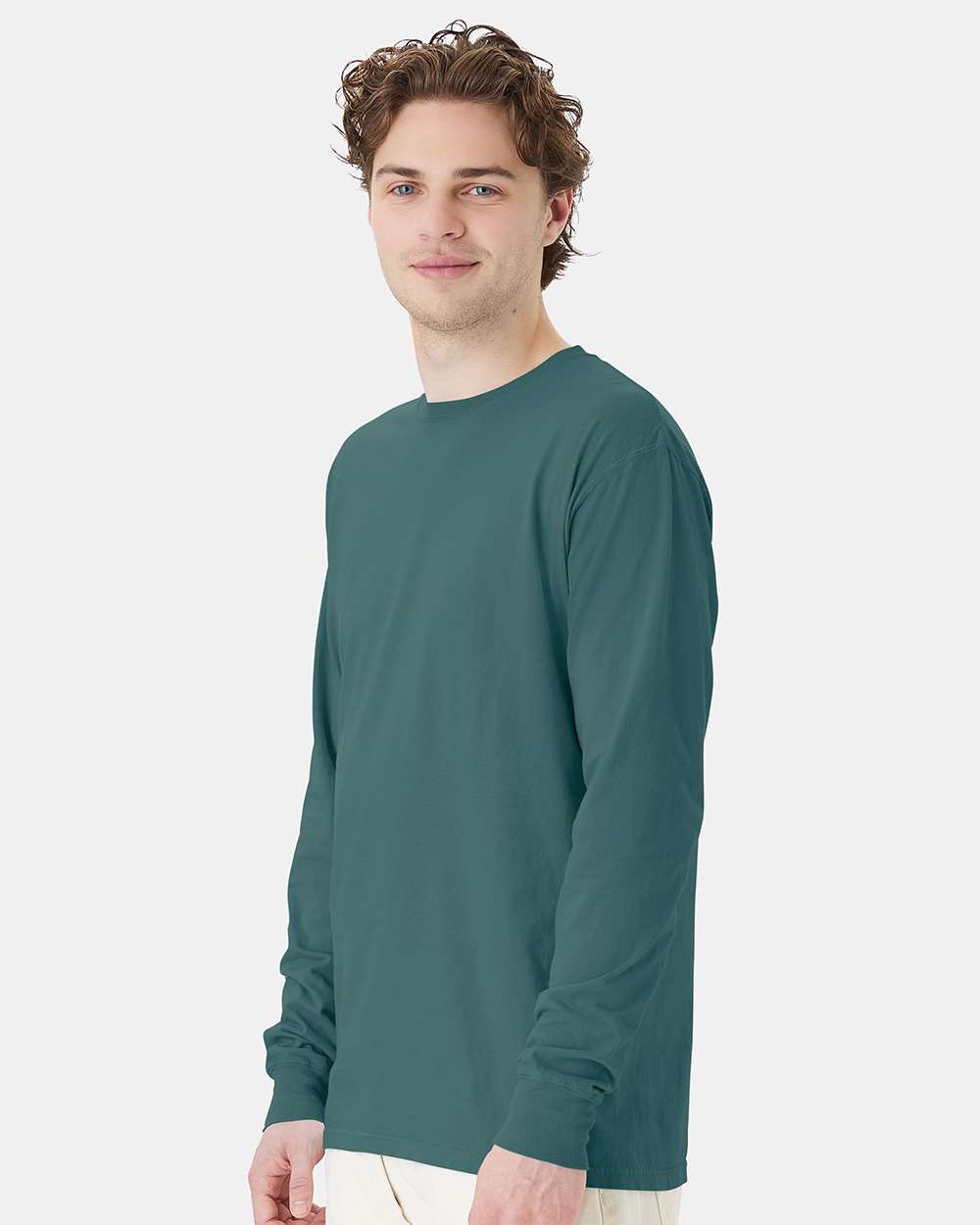 Unisex Garment-Dyed Long Sleeve T-Shirt - OnModelSide - B35300173 - Cactus