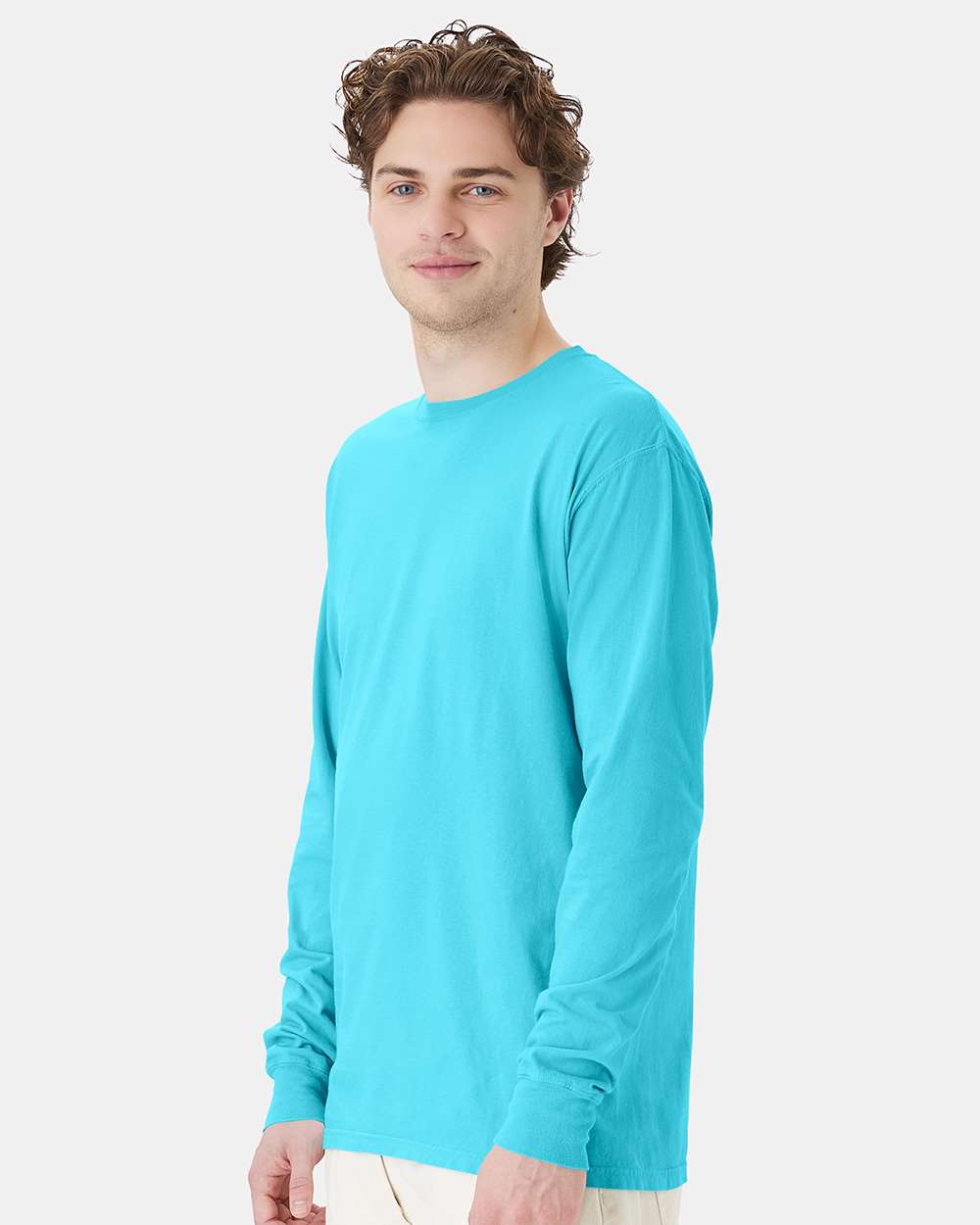 Unisex Garment-Dyed Long Sleeve T-Shirt - OnModelSide - B35300243 - Freshwater