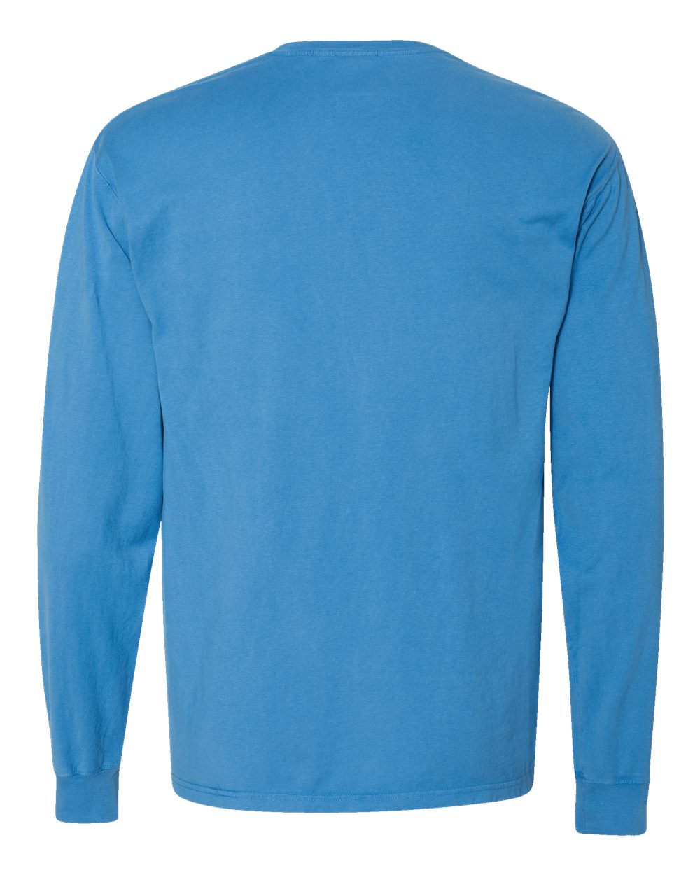 Unisex Garment-Dyed Long Sleeve T-Shirt With a Pocket - Back - B35400253 - Summer Sky Blue