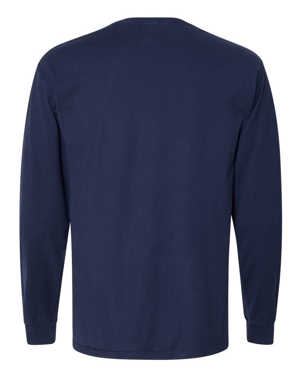 Unisex Garment-Dyed Long Sleeve T-Shirt With a Pocket - Back - B35400653 - Navy