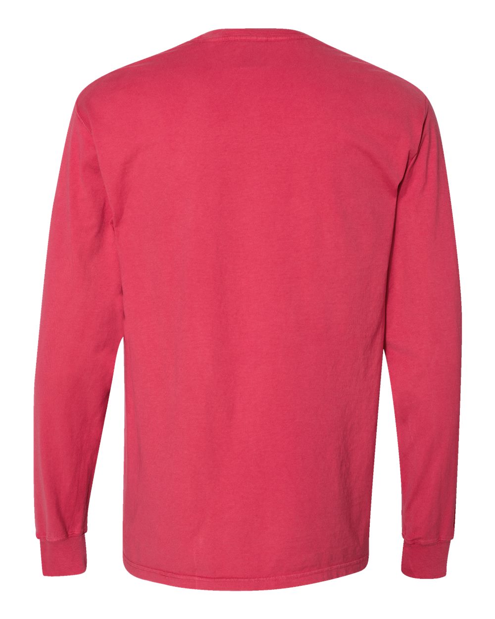 Unisex Garment-Dyed Long Sleeve T-Shirt With a Pocket - Back - B35400703 - Crimson Fall