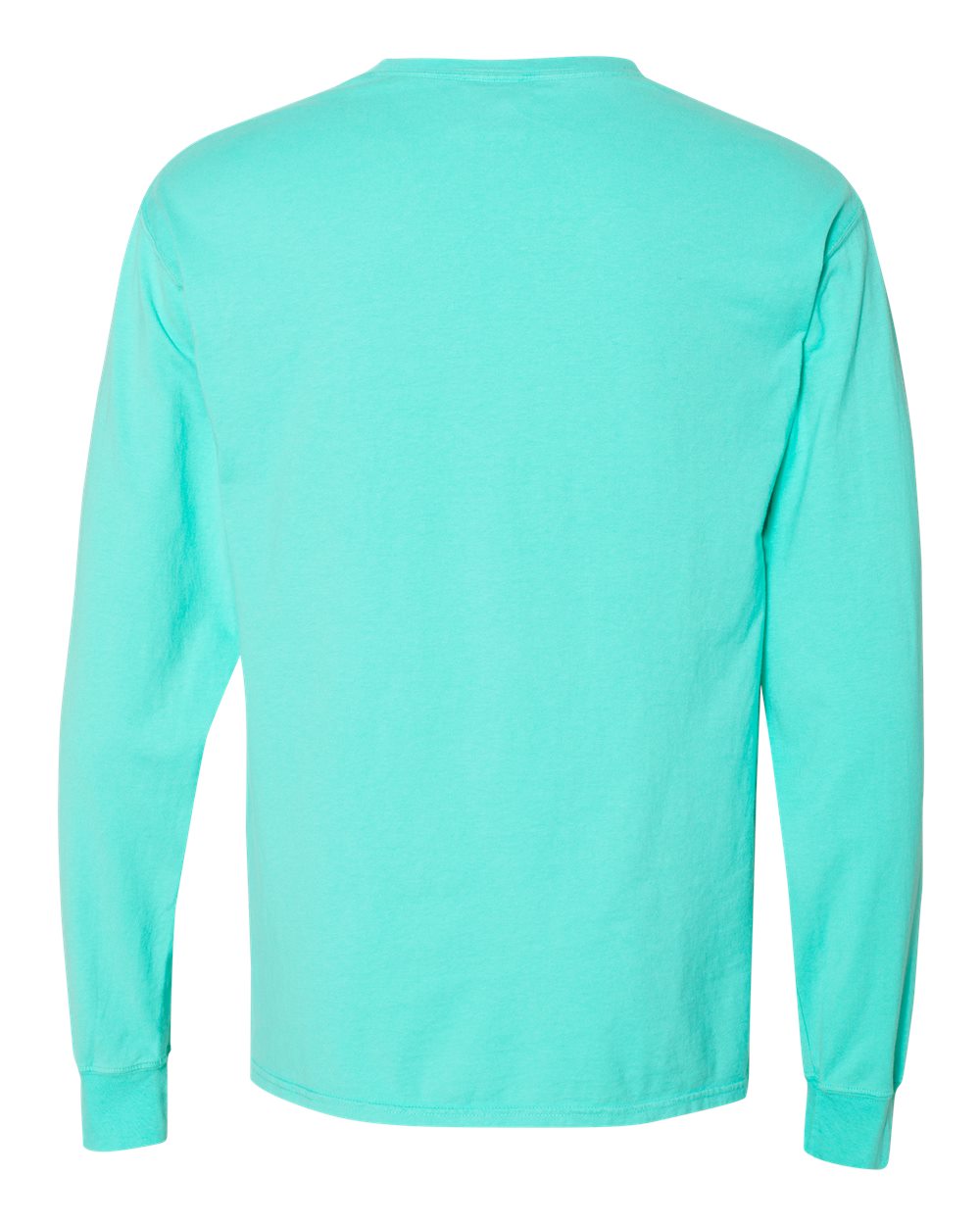 Unisex Garment-Dyed Long Sleeve T-Shirt With a Pocket - Back - B35400873 - Mint