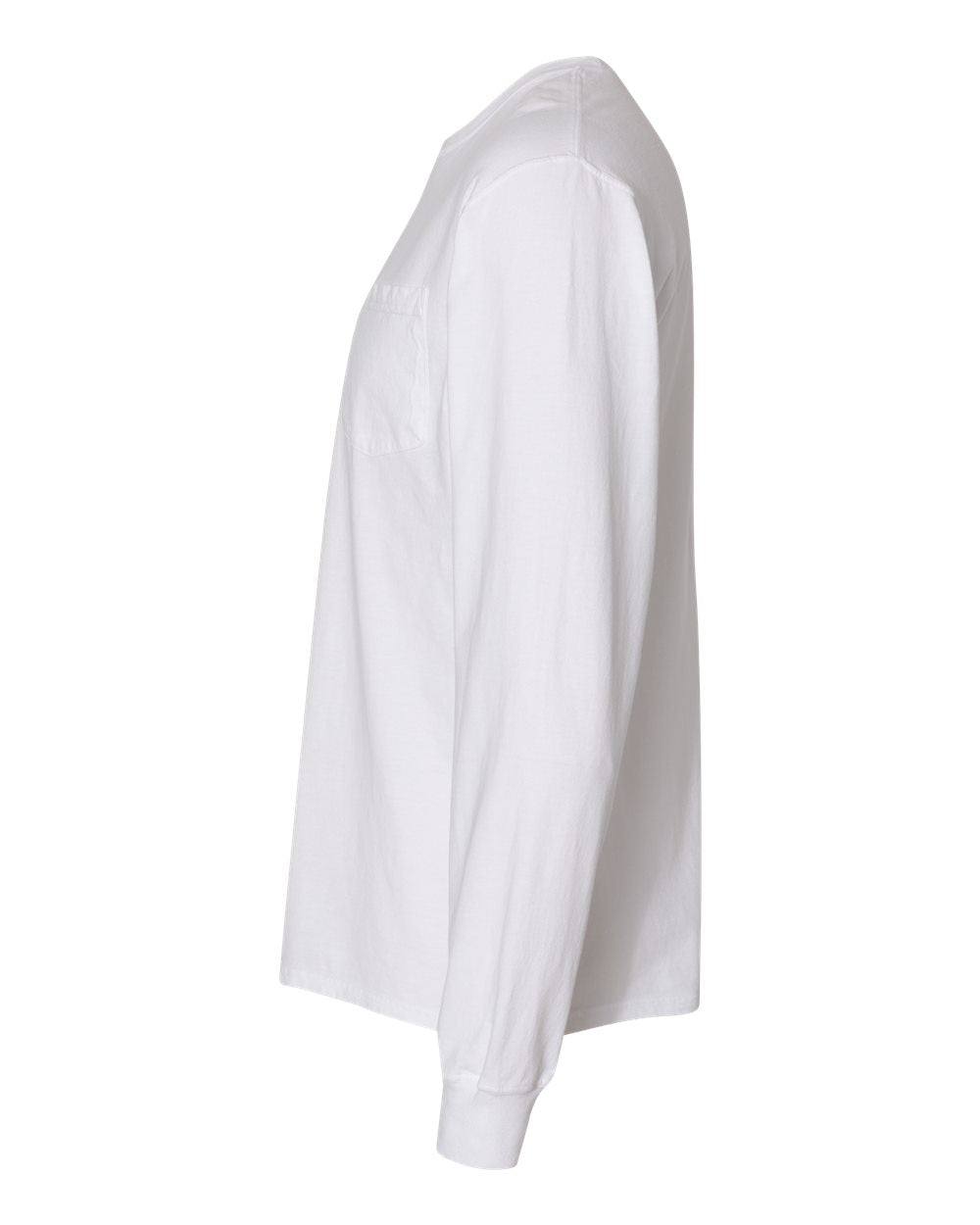 Unisex Garment-Dyed Long Sleeve T-Shirt With a Pocket - DirectSide - B35400003 - White