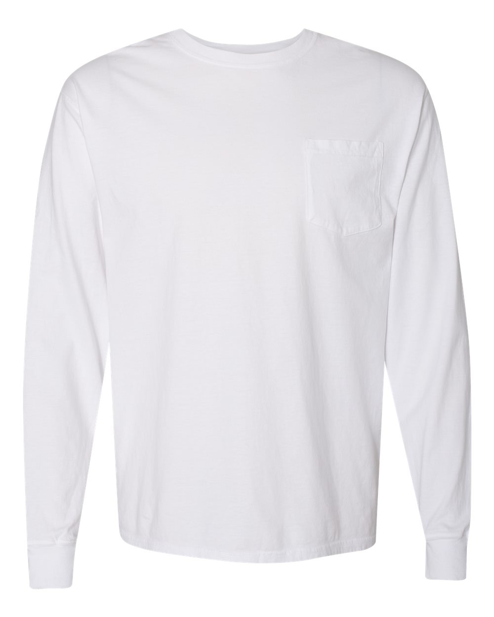Unisex Garment-Dyed Long Sleeve T-Shirt With a Pocket - Front - B35400003 - White