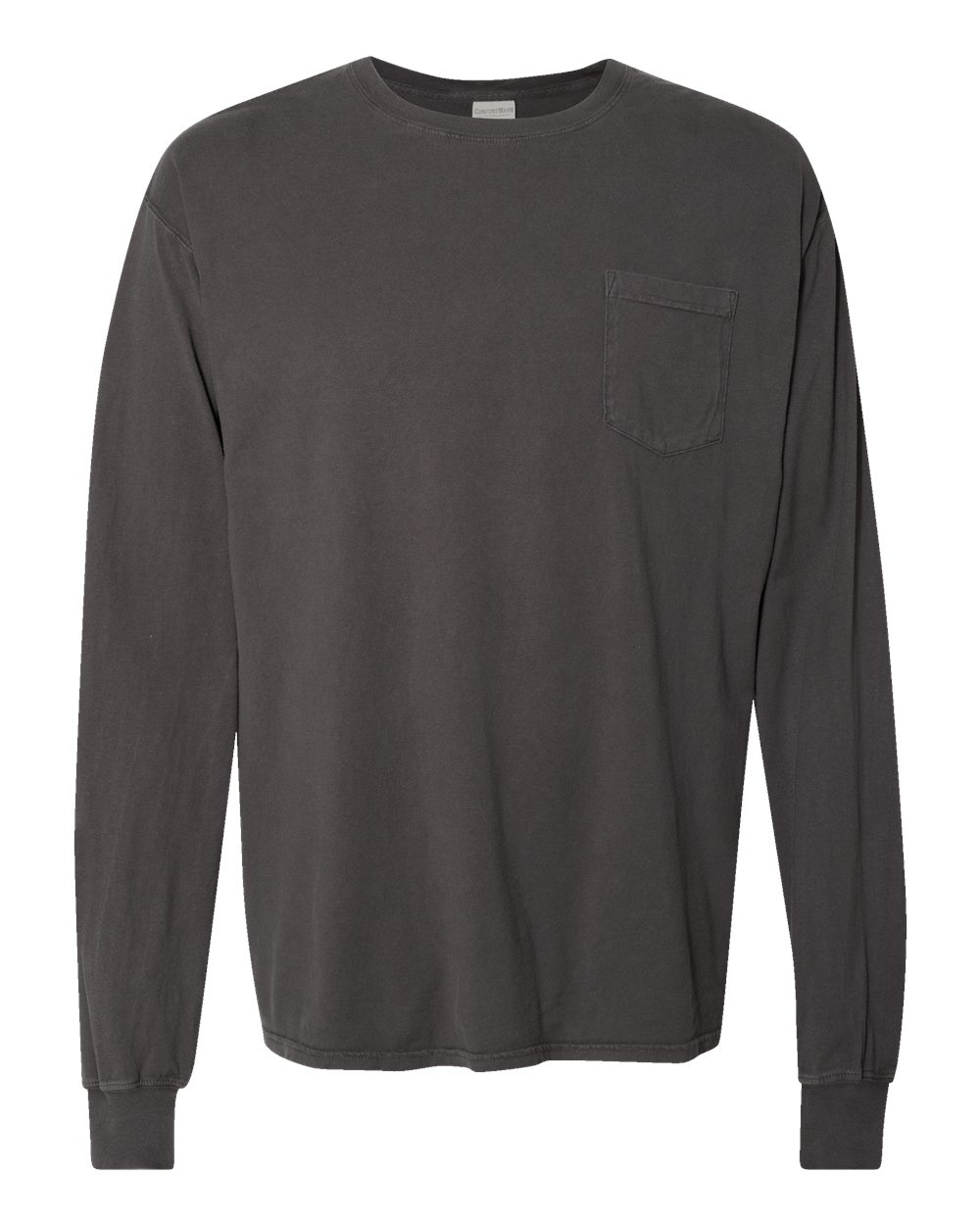 Unisex Garment-Dyed Long Sleeve T-Shirt With a Pocket - Front - B35400093 - New Railroad Grey