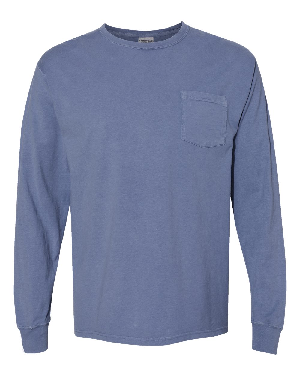 Unisex Garment-Dyed Long Sleeve T-Shirt With a Pocket - Front - B35400283 - Saltwater