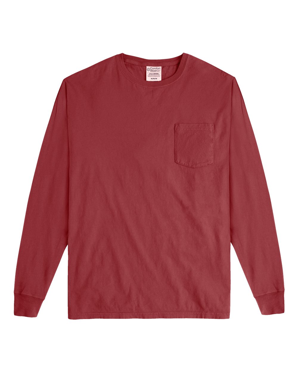 Unisex Garment-Dyed Long Sleeve T-Shirt With a Pocket - Front - B35400323 - Cayenne