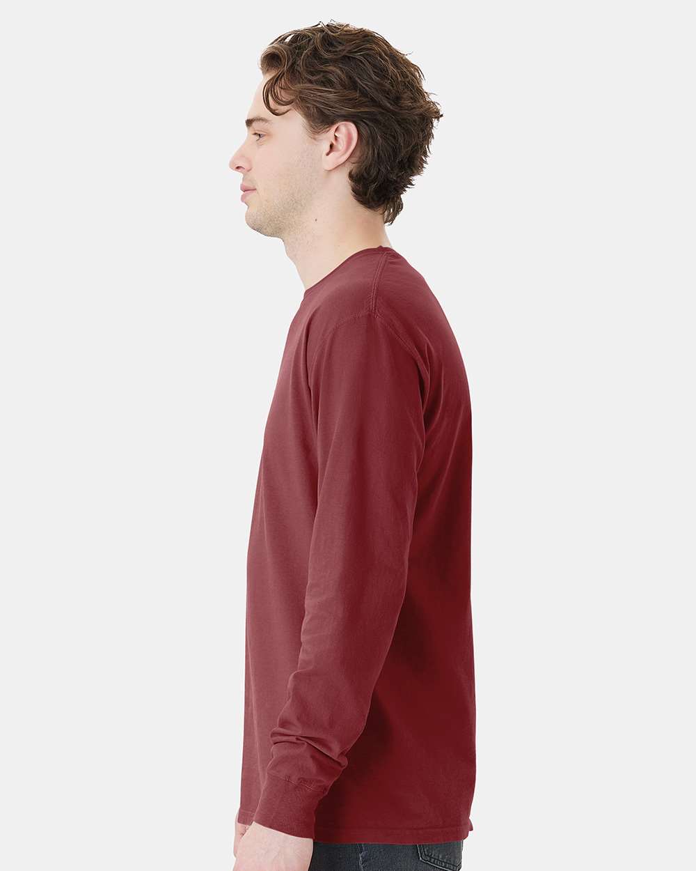 Unisex Garment-Dyed Long Sleeve T-Shirt With a Pocket - OnModelSide - B35400323 - Cayenne