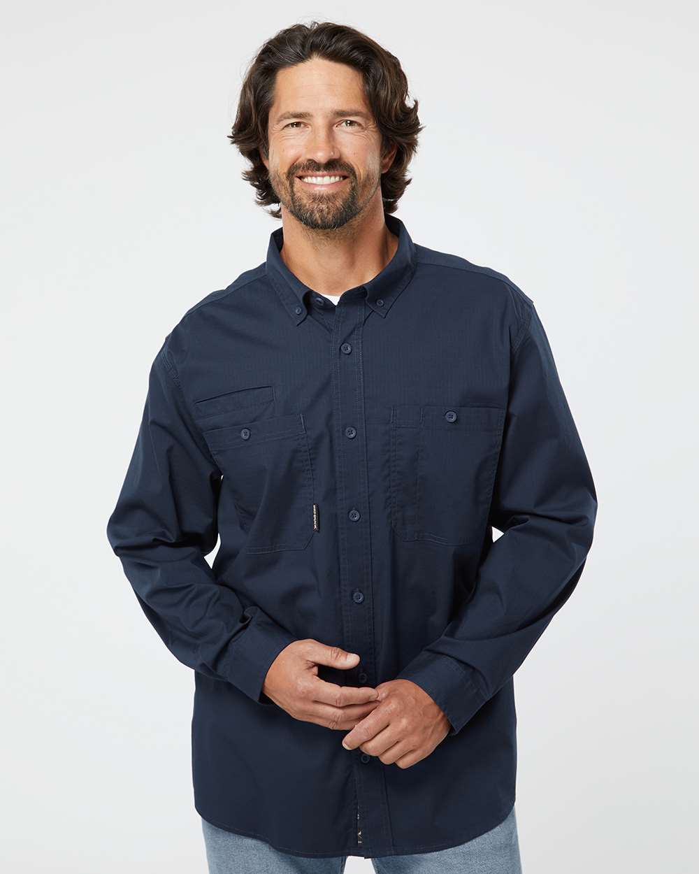 Men's Craftsman Woven Shirt - OnModelFront - B03267653 - Deep Blue