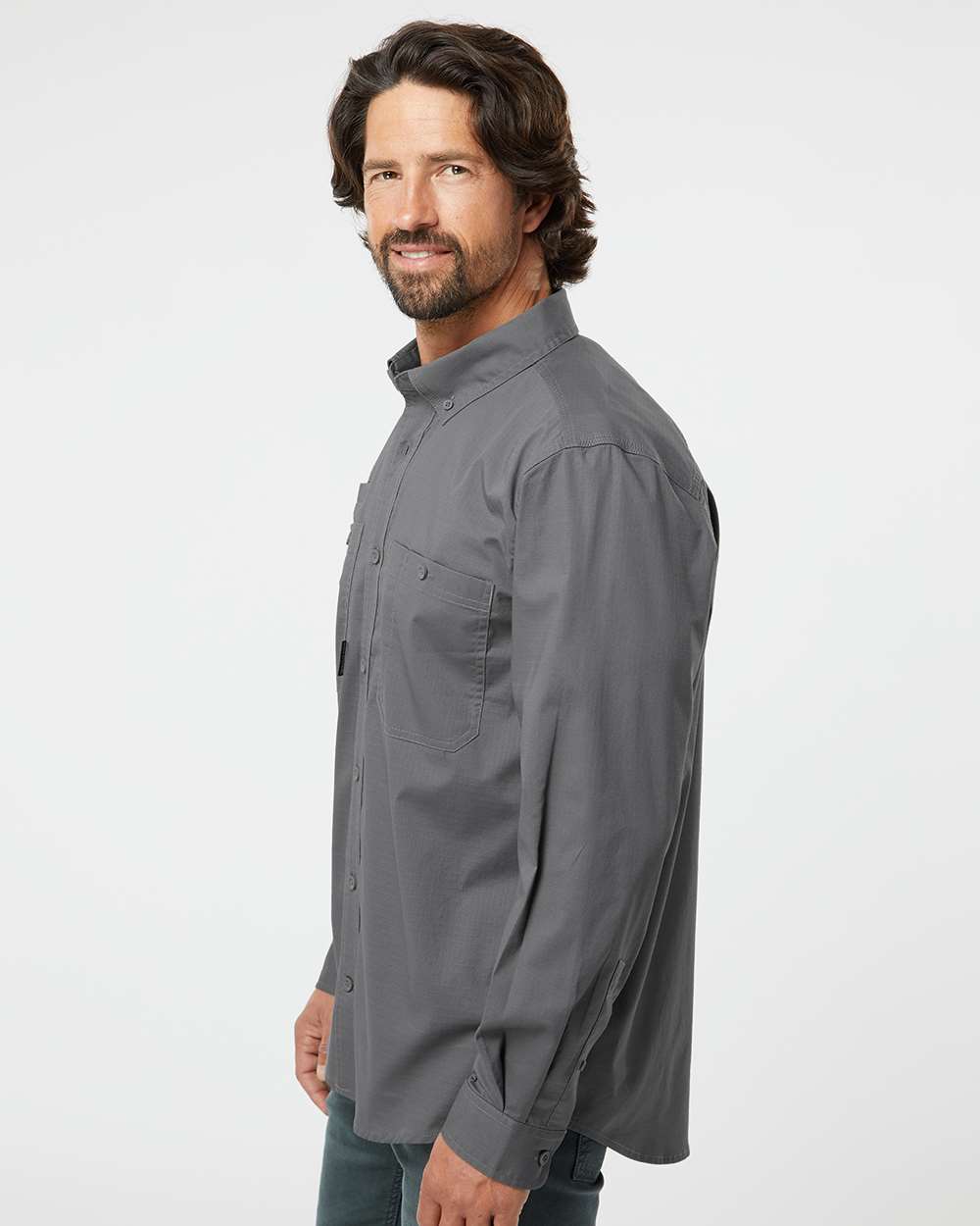 Men's Craftsman Woven Shirt - OnModelSide - B03267093 - Gunmetal