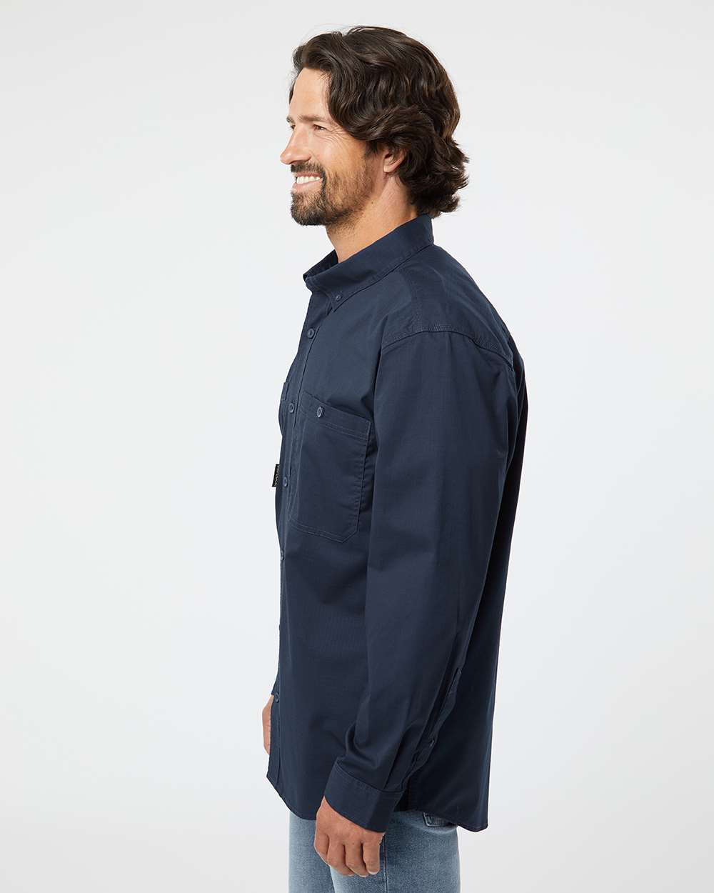 Men's Craftsman Woven Shirt - OnModelSide - B03267653 - Deep Blue