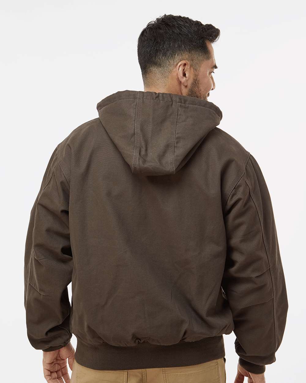Men's Tall Cheyenne Boulder Cloth™ Hooded Jacket with Tricot Quilt Lining - OnModelBack - B65067555 - Tobacco
