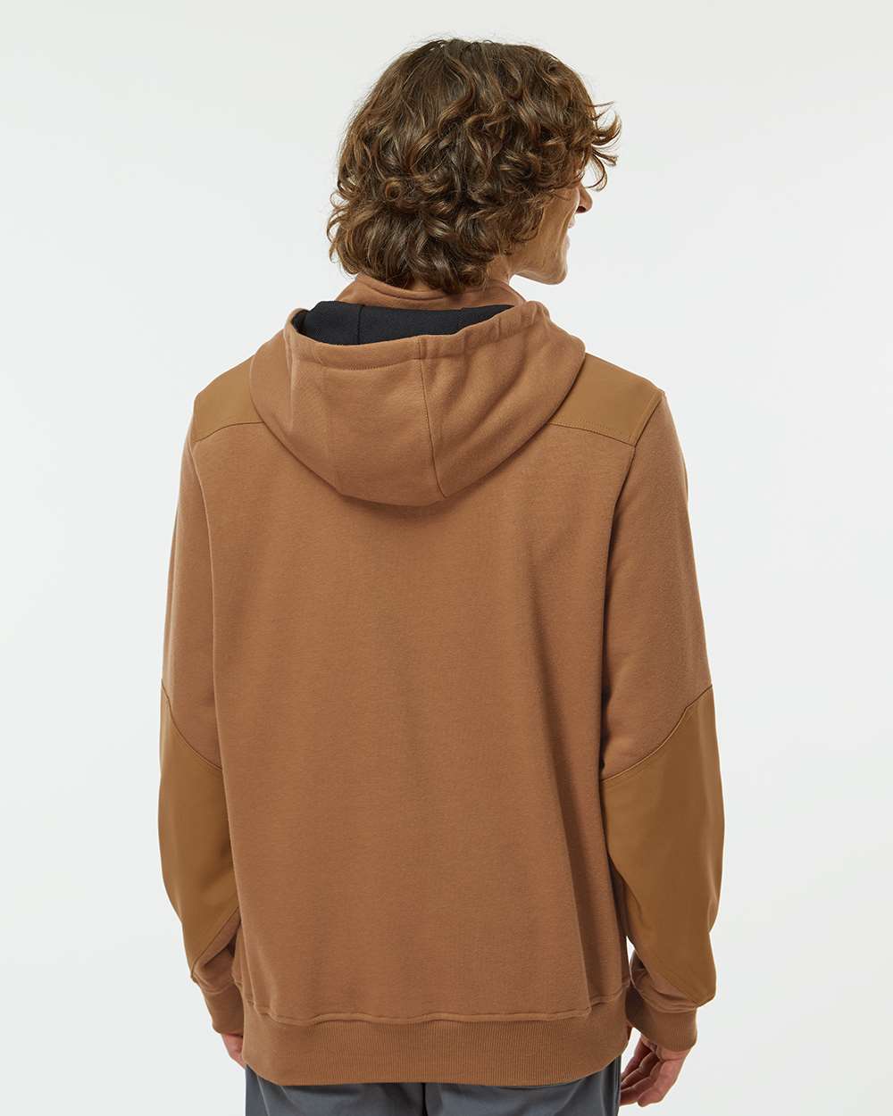 Men's Mission Quarter-Zip Hooded Pullover - OnModelBack - B05167283 - Saddle