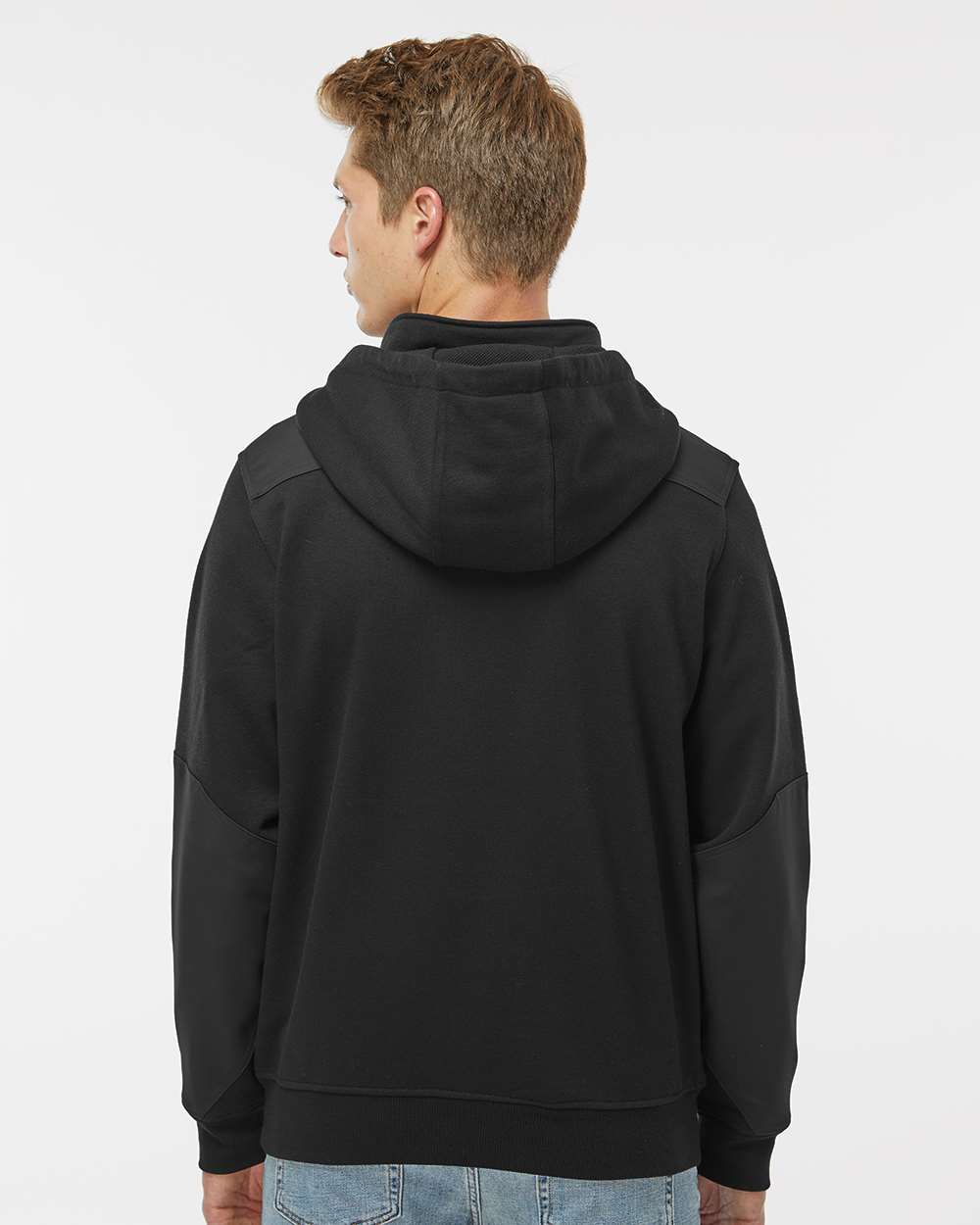 Men's Mission Quarter-Zip Hooded Pullover - OnModelBack - B05167503 - Black