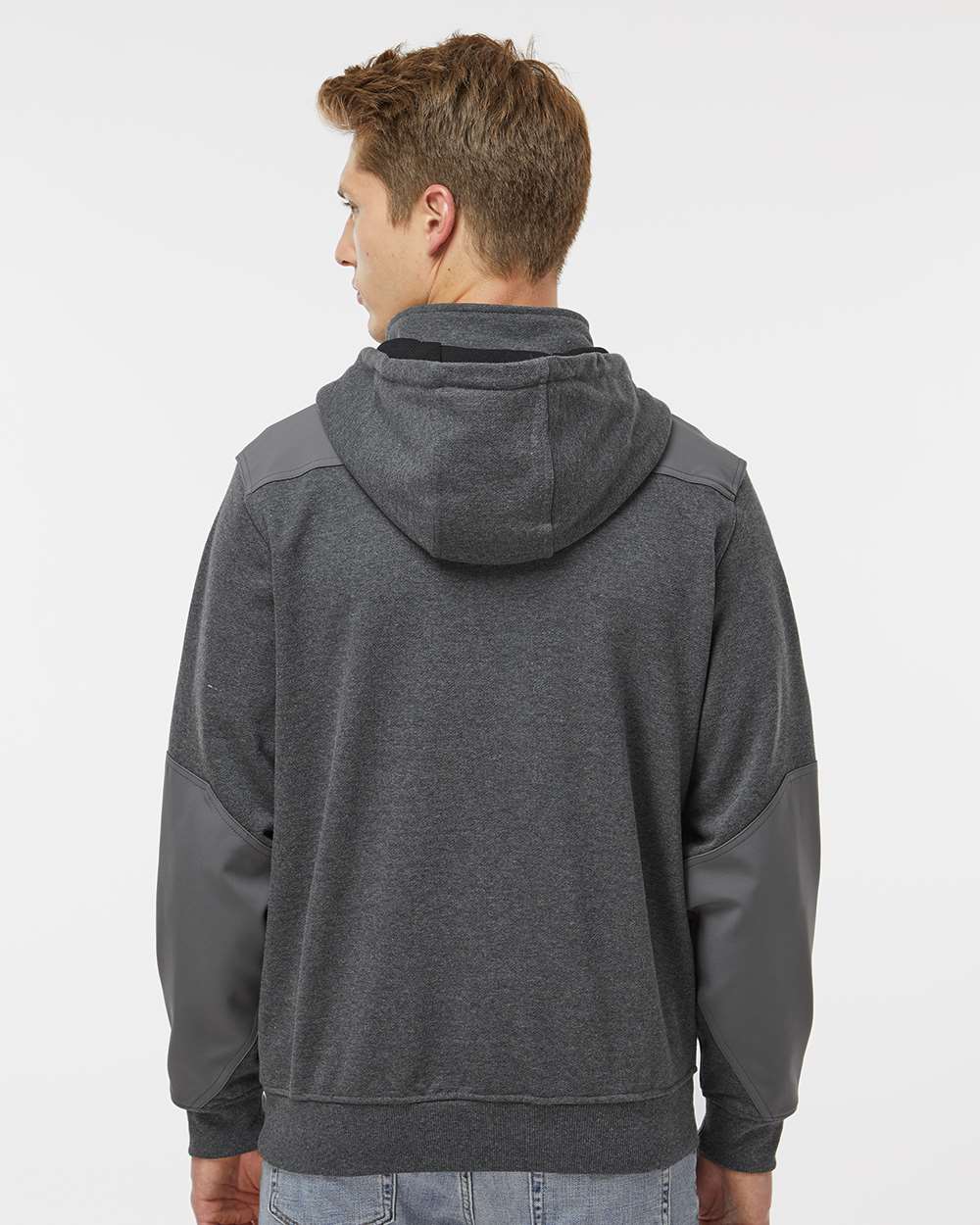 Men's Mission Quarter-Zip Hooded Pullover - OnModelBack - B05167583 - Dark Oxford