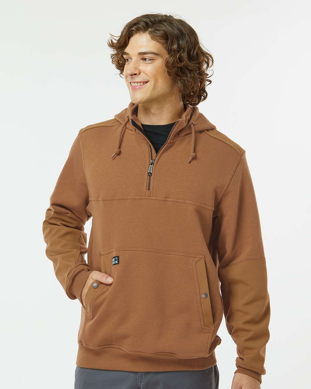 Men's Mission Quarter-Zip Hooded Pullover - OnModelFront - B05167283 - Saddle