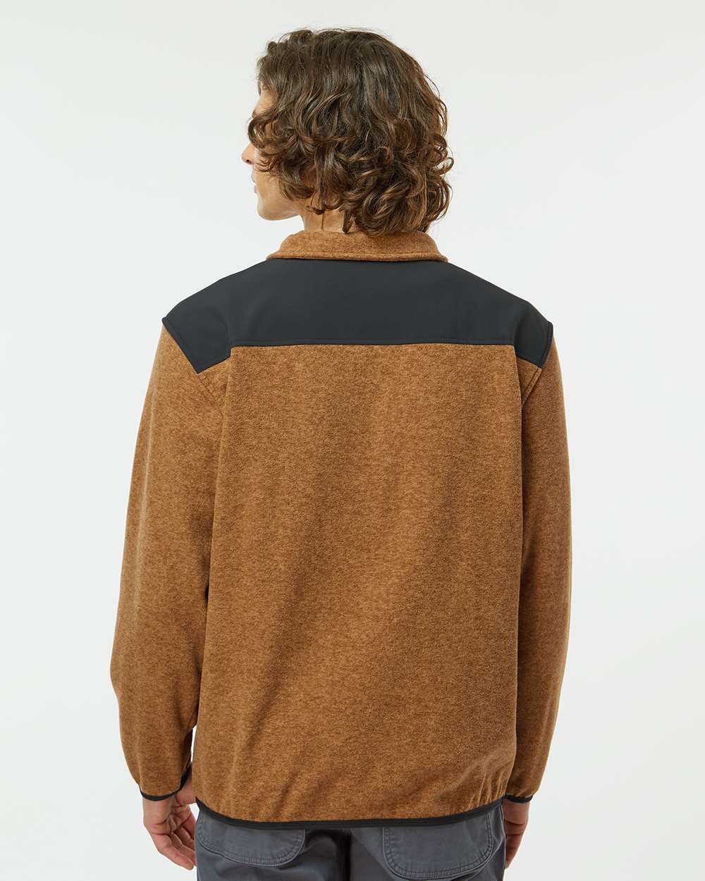 Men's Ranger Melange Fleece Pullover - OnModelBack - B05267283 - Saddle