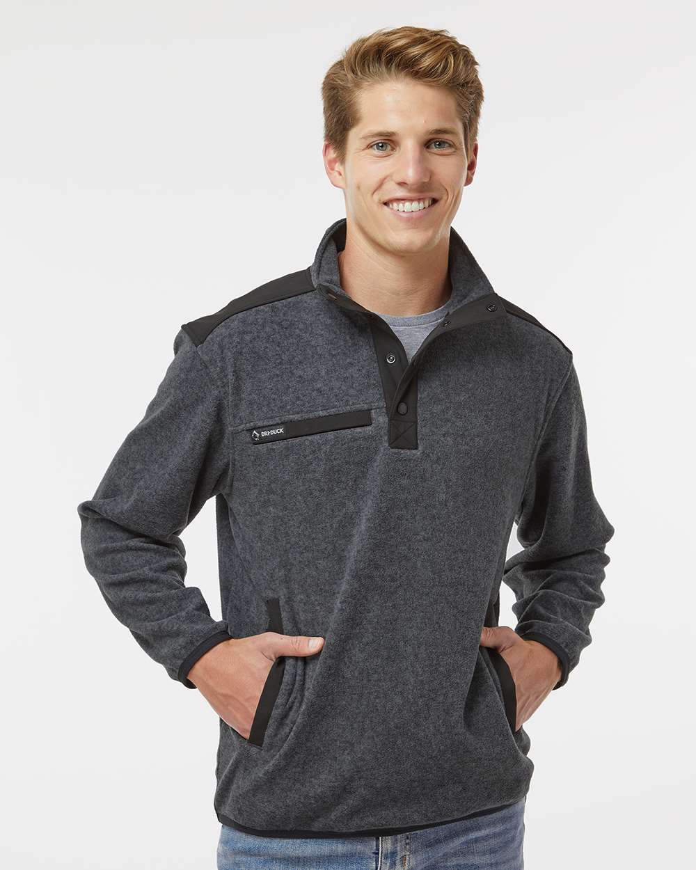 Men's Ranger Melange Fleece Pullover - OnModelFront - B05267583 - Charcoal