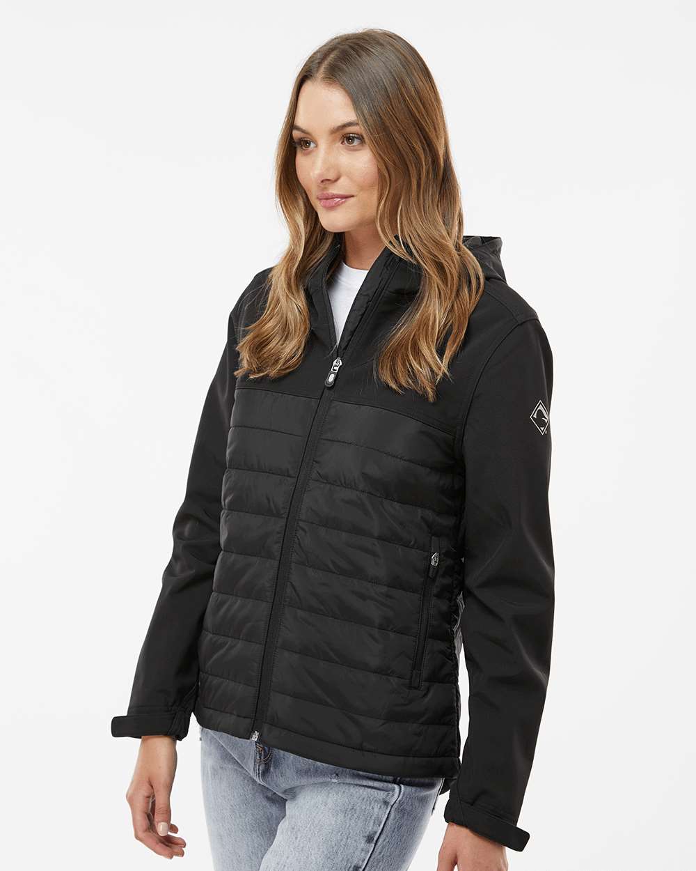 Women's Vista Soft Shell Puffer Jacket - OnModelSide - B02467503 - Black