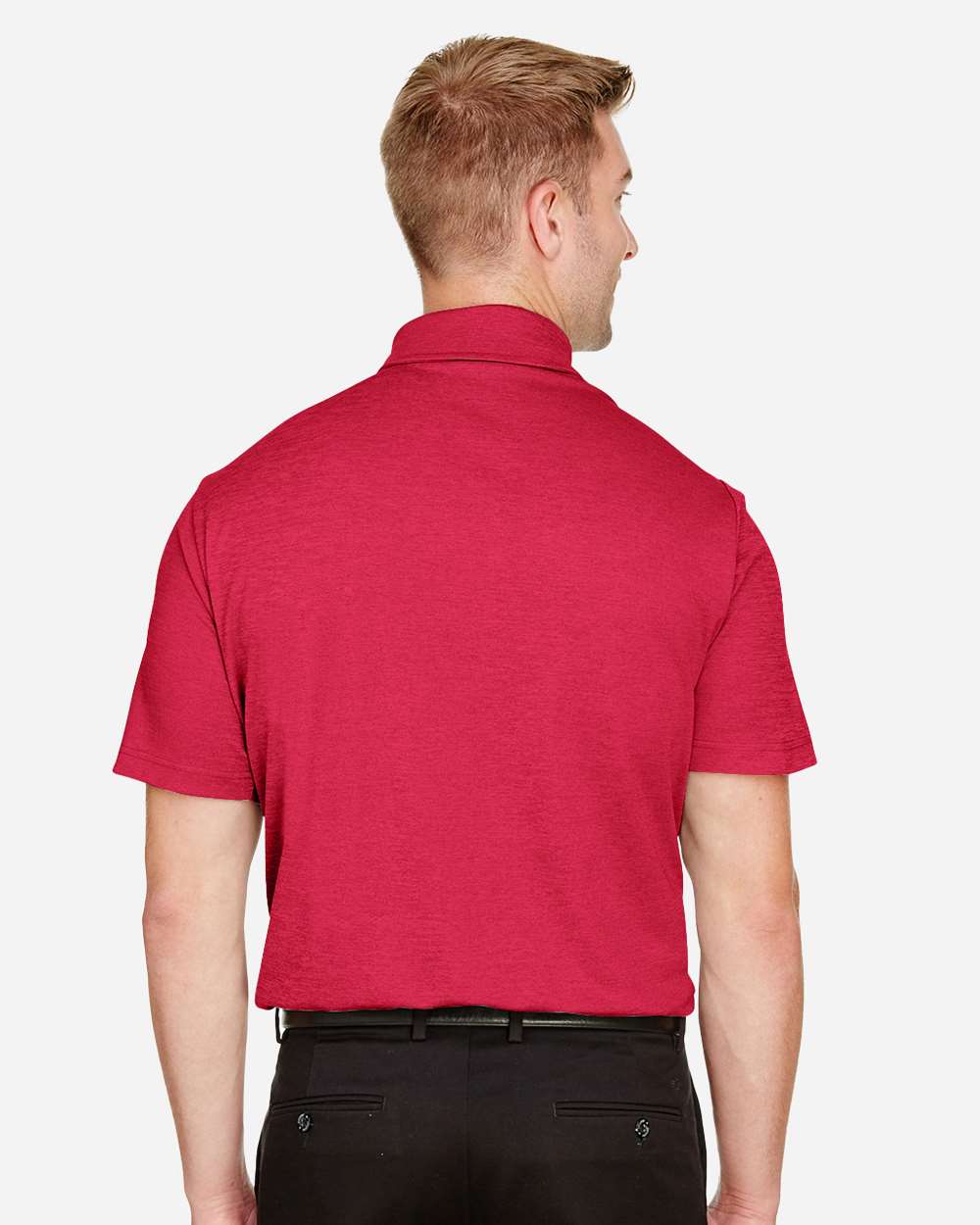Men's CrownLux Performance® Address Mélange Polo - OnModelBack - B645B2703 - Red Heather