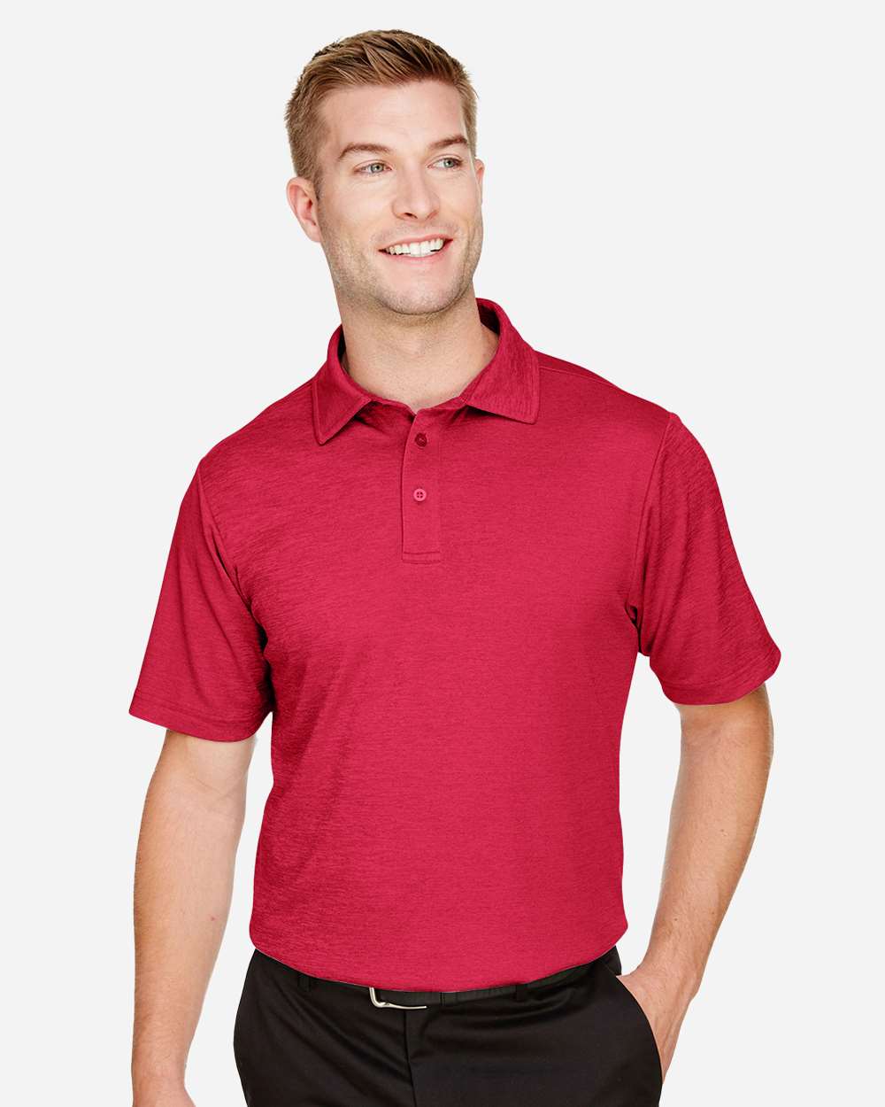 Men's CrownLux Performance® Address Mélange Polo - OnModelFront - B645B2703 - Red Heather