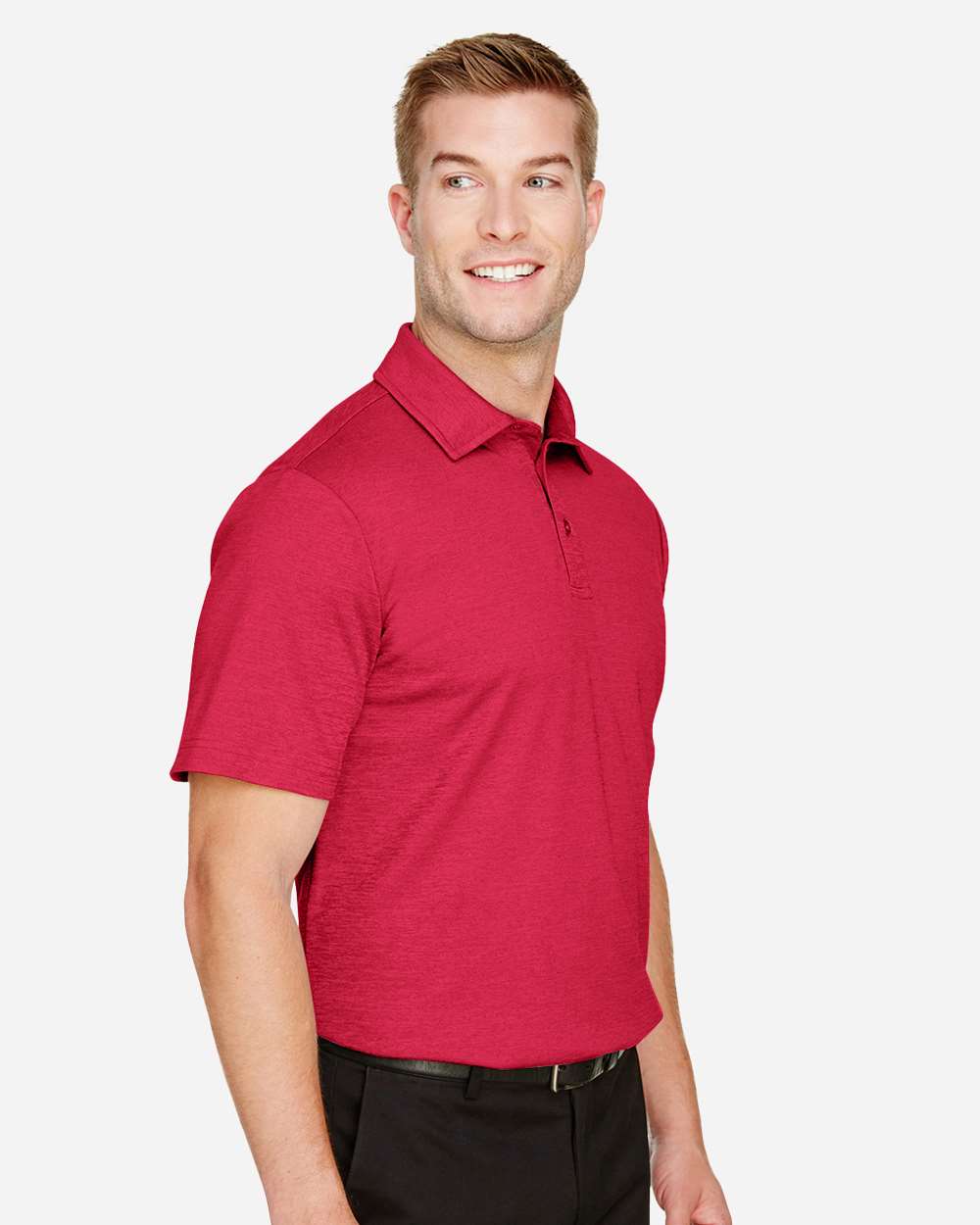 Men's CrownLux Performance® Address Mélange Polo - OnModelSide - B645B2703 - Red Heather