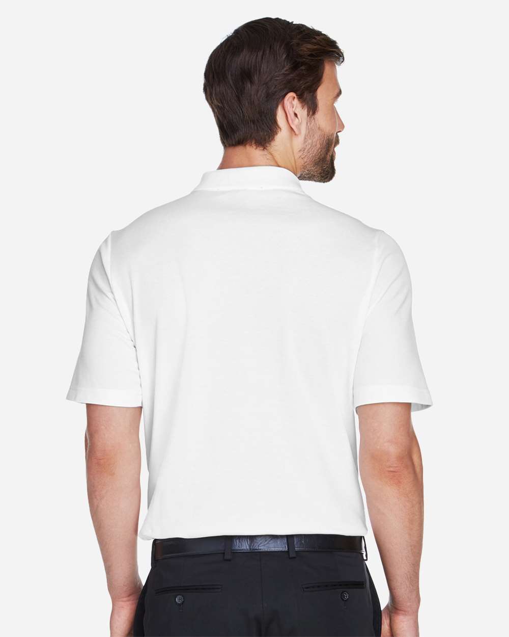 Men's CrownLux Performance® Plaited Polo - OnModelBack - B631B2002 - White