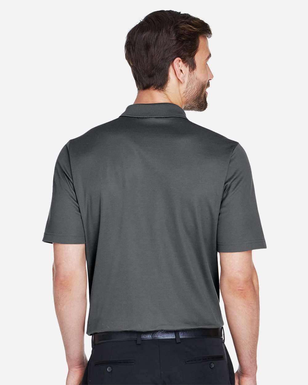 Men's CrownLux Performance® Plaited Polo - OnModelBack - B631B2132 - Graphite