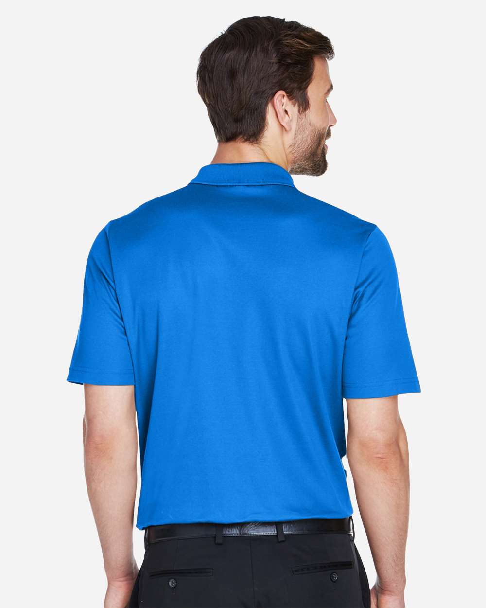 Men's CrownLux Performance® Plaited Polo - OnModelBack - B631B2252 - French Blue