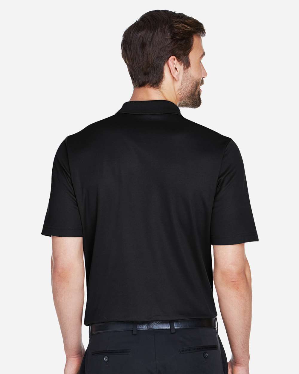 Men's CrownLux Performance® Plaited Polo - OnModelBack - B631B2502 - Black
