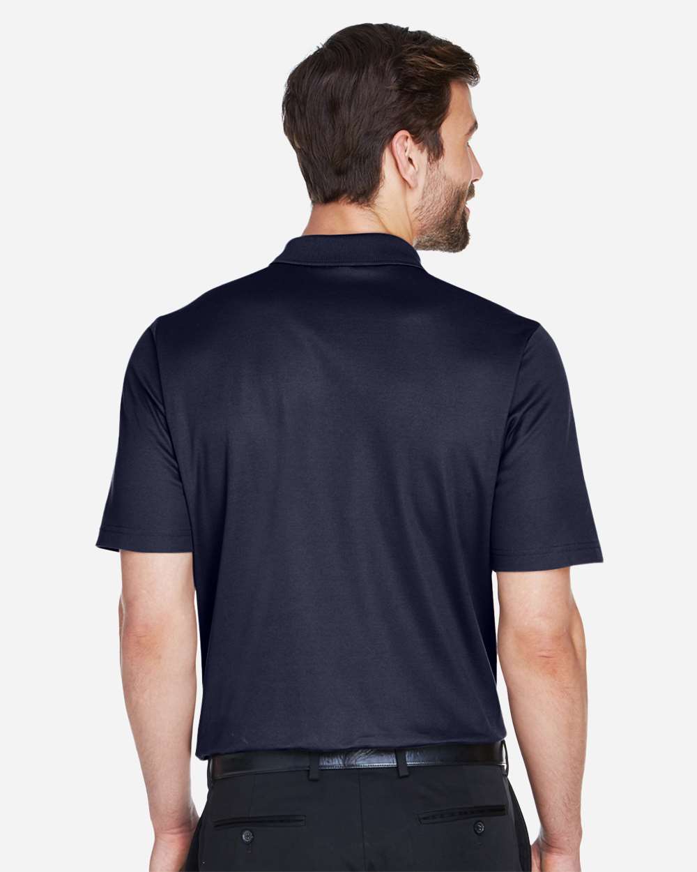 Men's CrownLux Performance® Plaited Polo - OnModelBack - B631B2652 - Navy