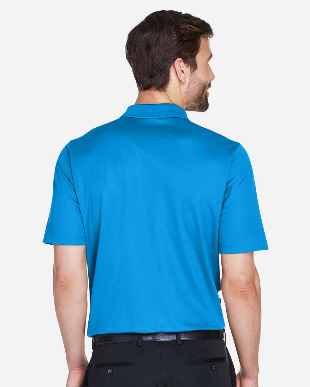 Men's CrownLux Performance® Plaited Polo - OnModelBack - B631B2682 - Ocean Blue